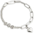925 Sterling Silver Paperclip Bracelet with Puff Heart Charm - Trendy