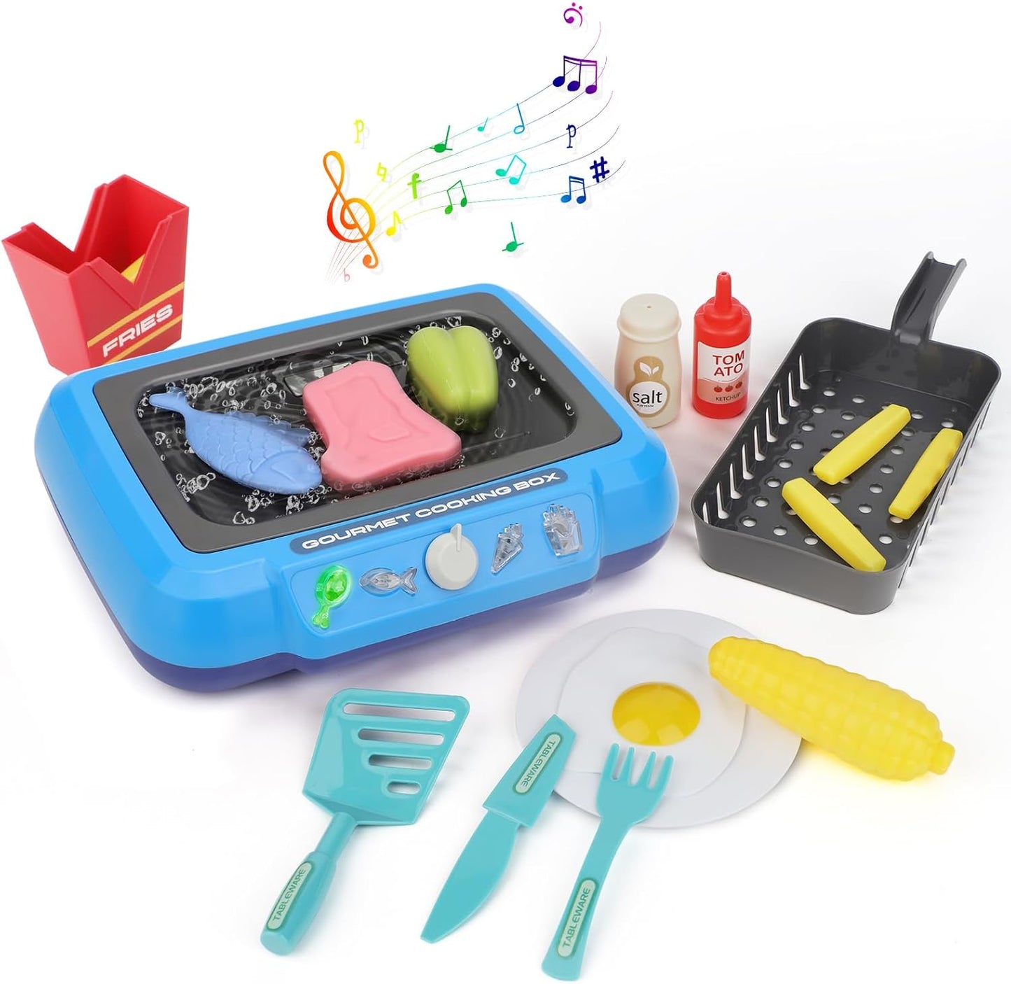 Color-Changing Grill Playset for Kids, Fun Cooking Toys, Blue