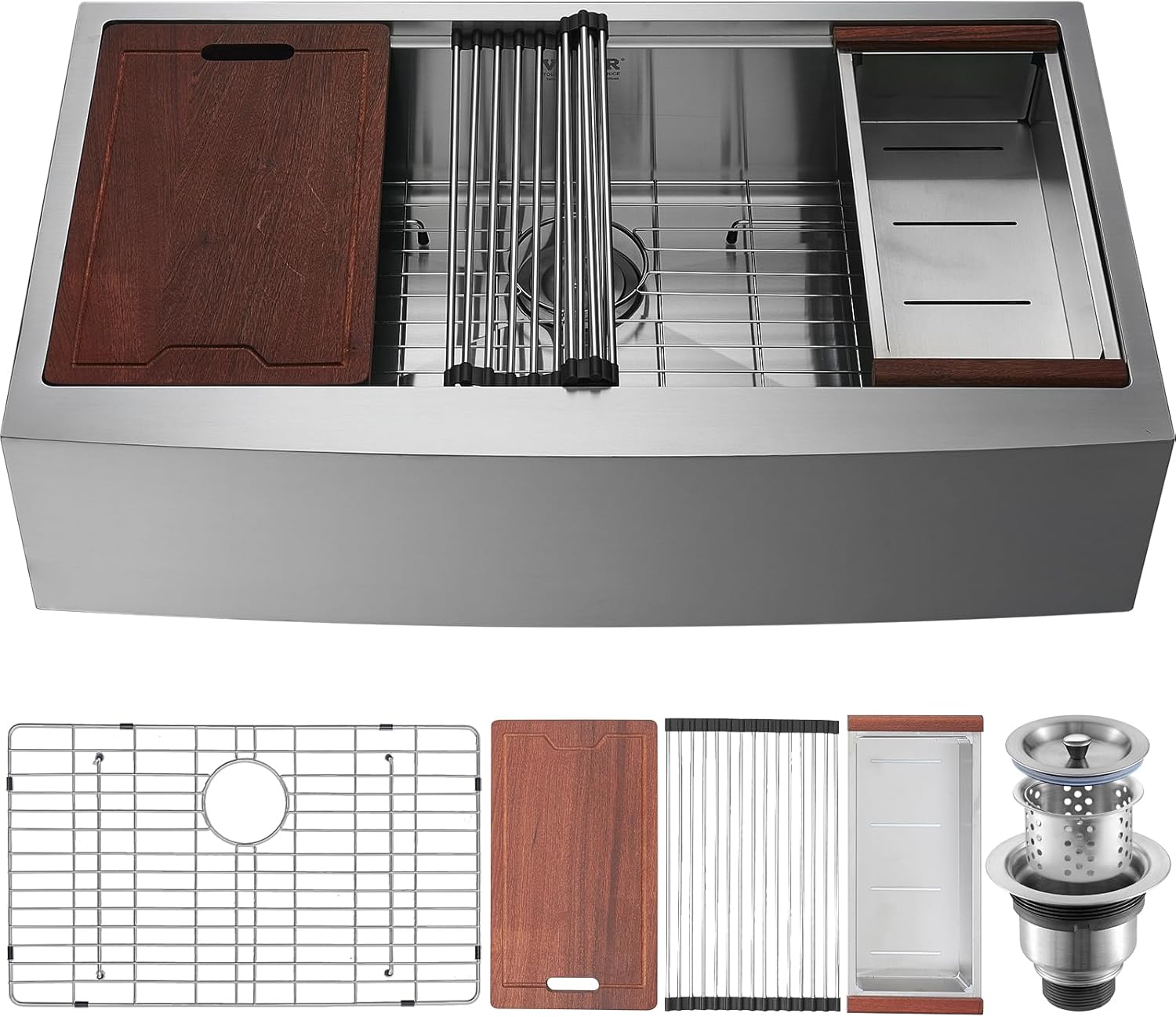 33 Inch Farmhouse Kitchen Sink with Accessories for Home Use