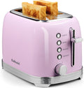 Toaster 2 Slice Retro Stainless Steel - Extra Wide Slots, Pink