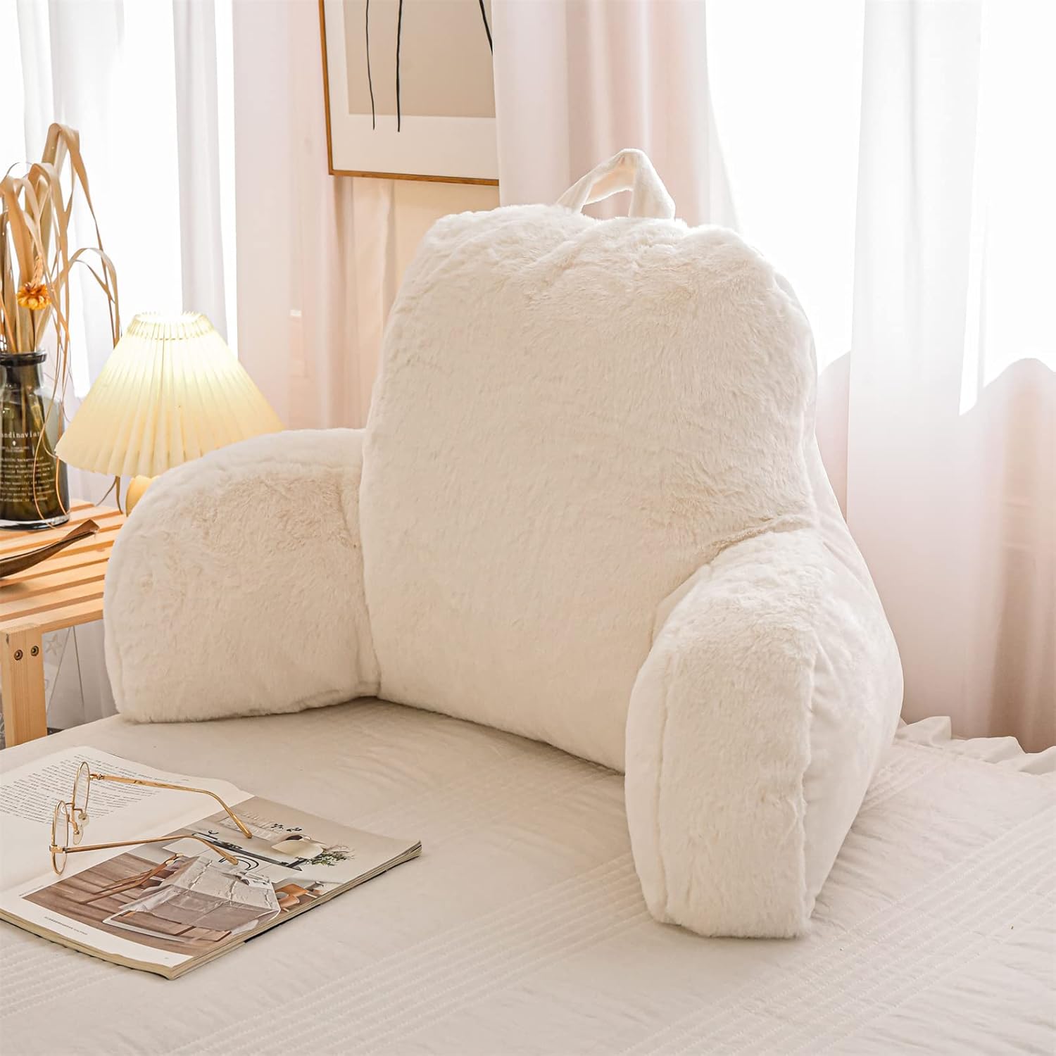 Faux Fur Reading Pillow Bed Wedge for Ultimate Comfort
