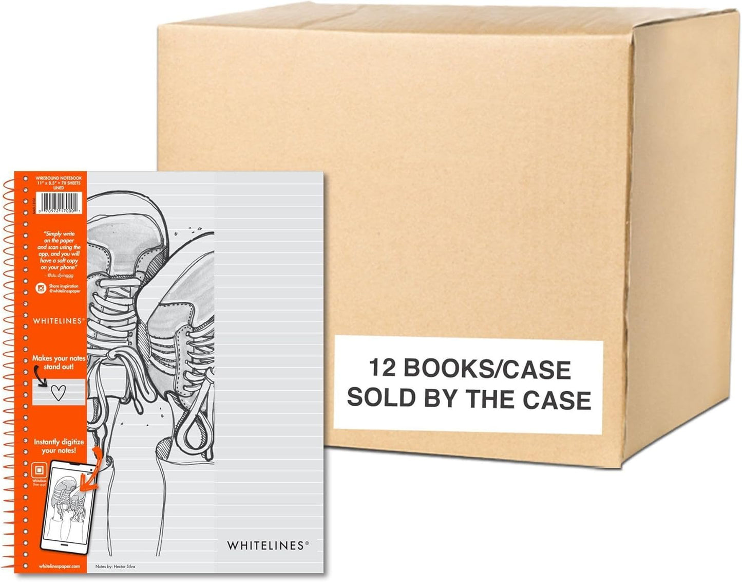 Whitelines Notebook Spiral Bound 12-Pack for Clear Note Taking
