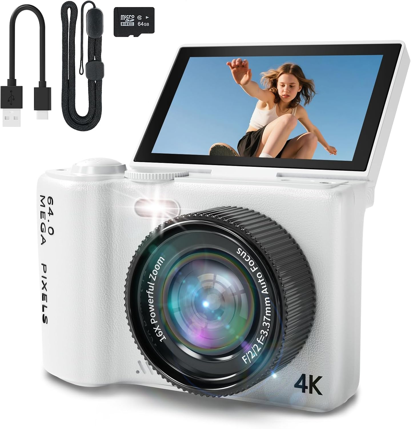 16X Zoom 4K Digital Camera for Stunning Photography and Vlogging