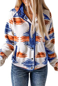 Womens Fleece Jacket Western Aztec Print Snap Button Shacket - Warm
