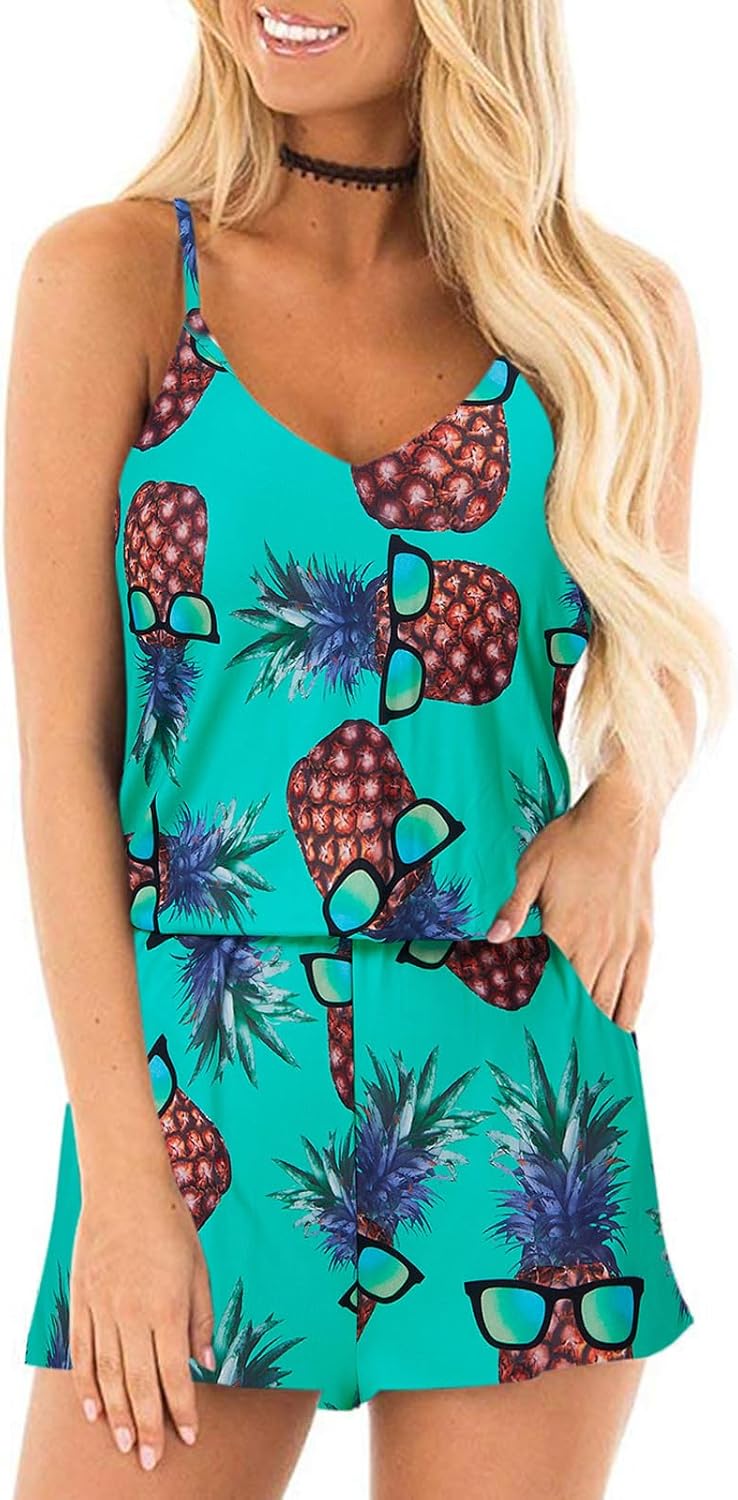 RAISEVERN Womens Romper Summer Casual Jumpsuit with Pockets