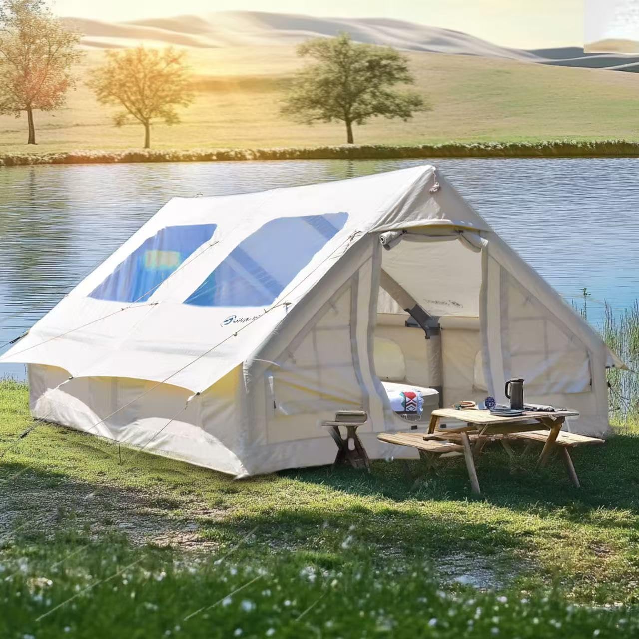 Spacious 4-8 Person Inflatable Camping Tent - Easy Setup & Waterproof