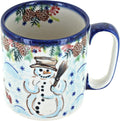 Blue Little Snowman Coffee Mug - 12 oz Polish Pottery