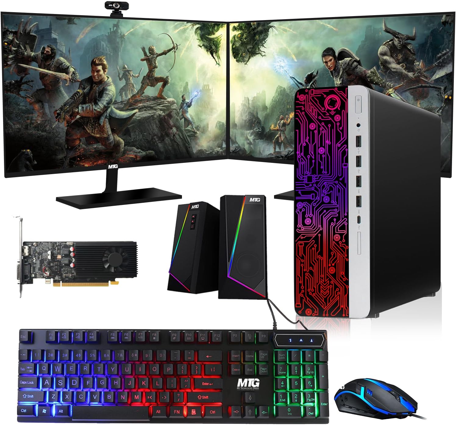TechMagnet HP G3 Gaming Desktop PC with Dual 24-inch Monitor