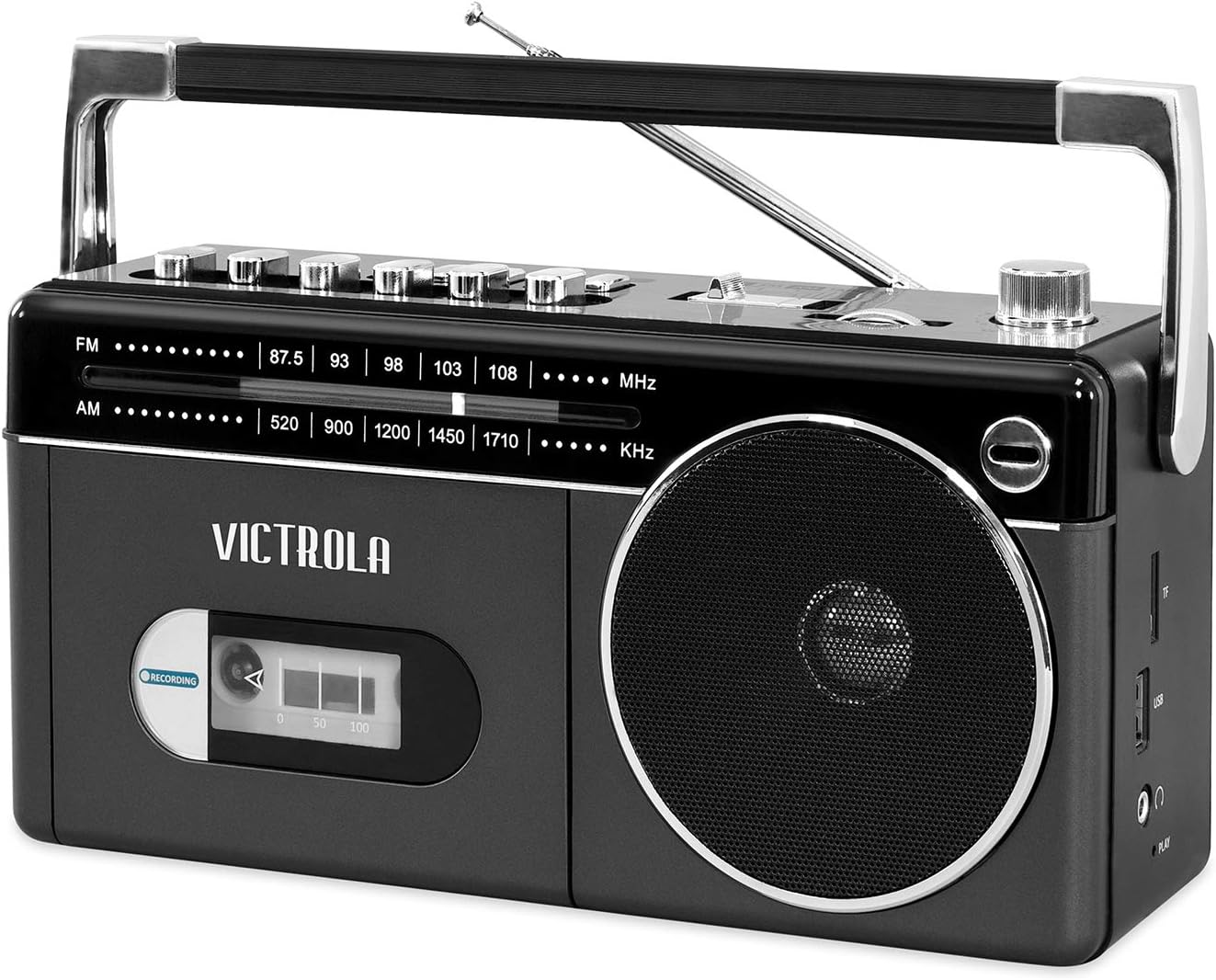 Victrola Mini Bluetooth Boombox with Cassette Player and Radio