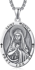 ADMETUS 925 Sterling Silver St Monica Medal Necklace - Meaningful