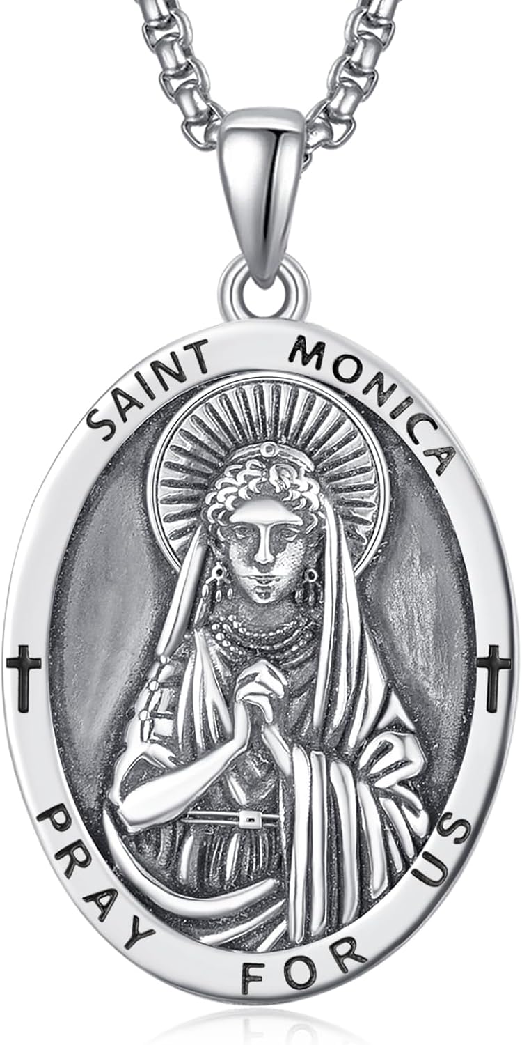 925 Sterling Silver Patron Saint Medals Amulet Necklace for Men