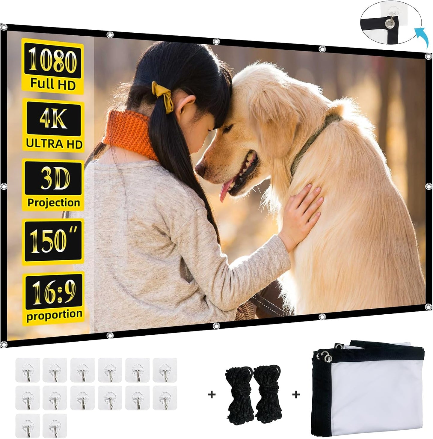 XINLEMY 150-inch 4K Projector Screen - Ultimate Outdoor Cinema Experience!