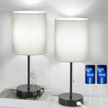 17.3 Table Lamps Set of 2 with USB & AC Outlet - Nightstand Charging