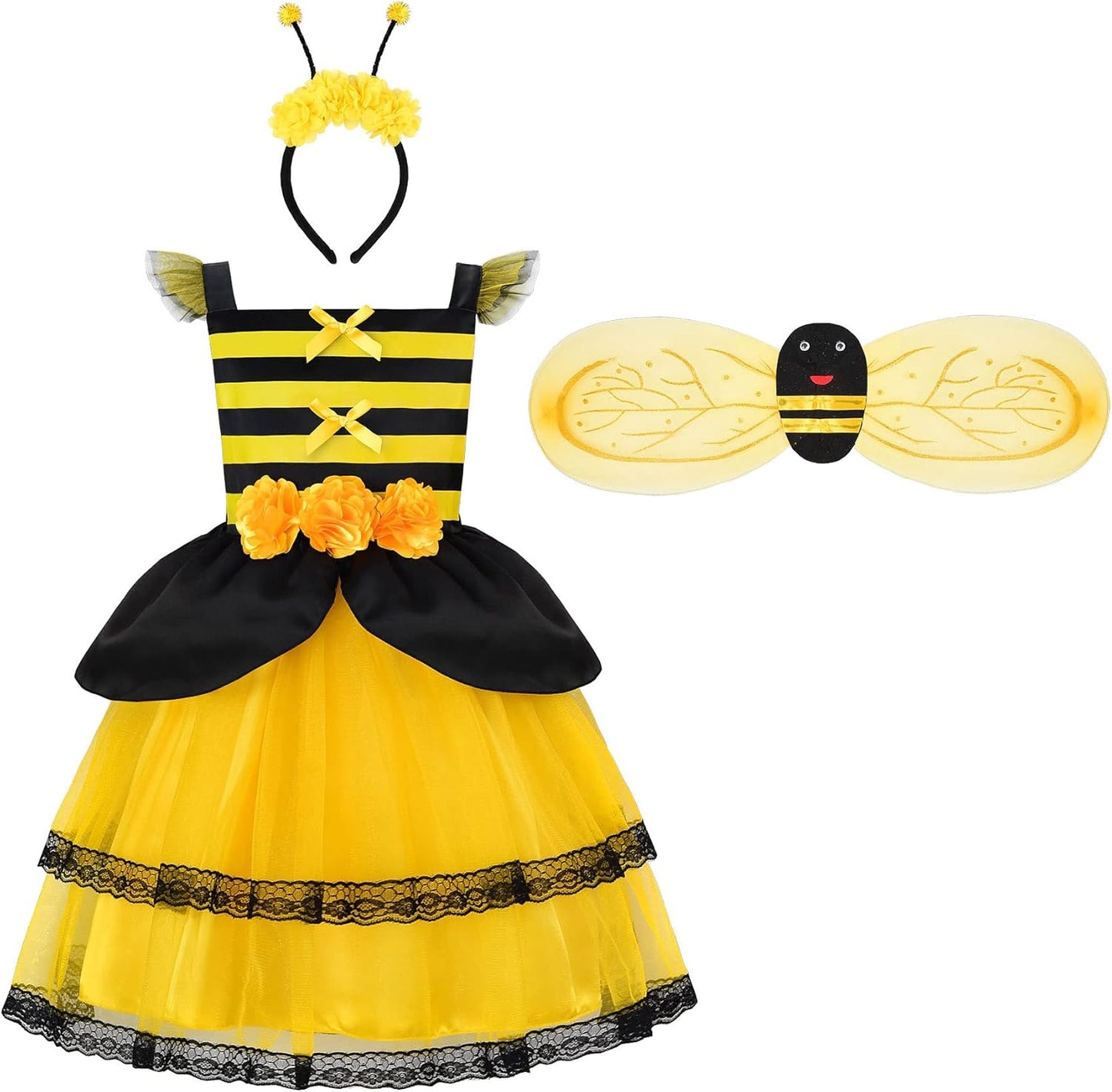 ReliBeauty Bumble Bee Costume for Kids with Wings and Headband
