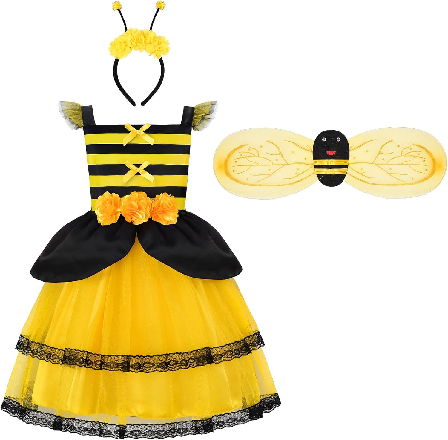 ReliBeauty Bumble Bee Costume for Kids with Wings and Headband