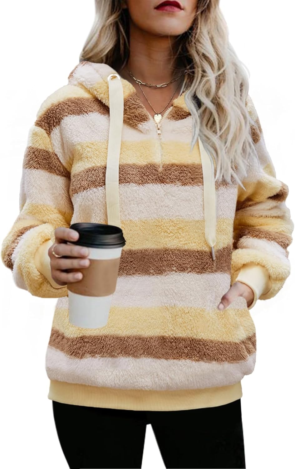 Nirovien Womens Sherpa Pullover Oversized Fuzzy Hoodie Coats