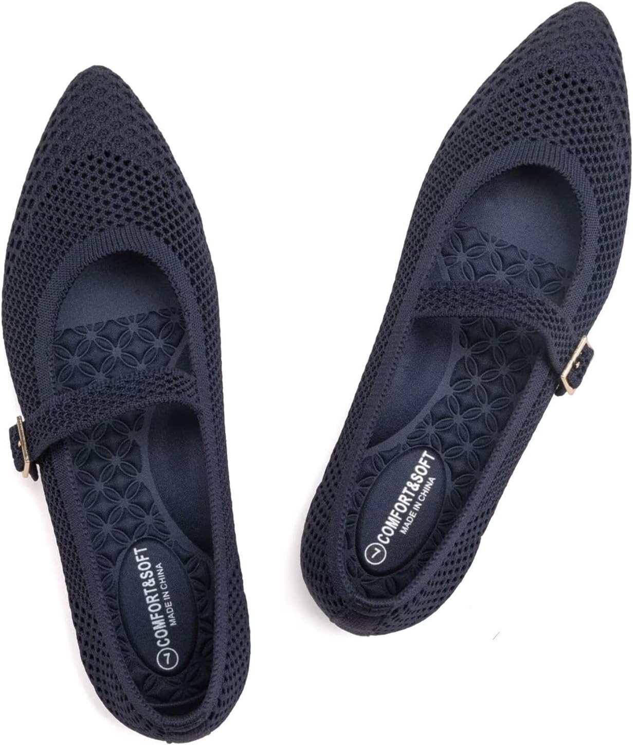 Lightweight Mesh Flats for Women with Adjustable Strap Comfort