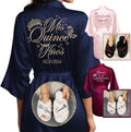 Personalized Quinceanera Satin Robe and Slippers Set - Gift for Quince
