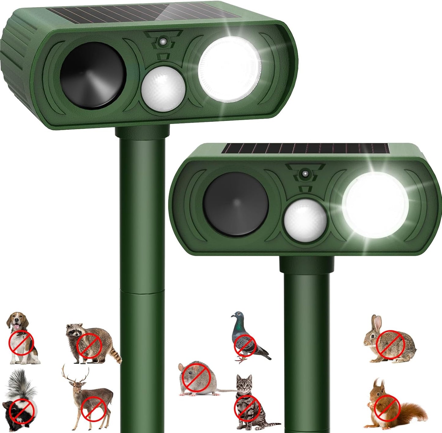 2PACK Solar Ultrasonic Animal Repellent Devices for Yard Use