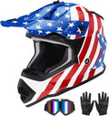VCOROS Youth Dirt Bike Helmet VS-905 with Goggles and Gloves - DOT