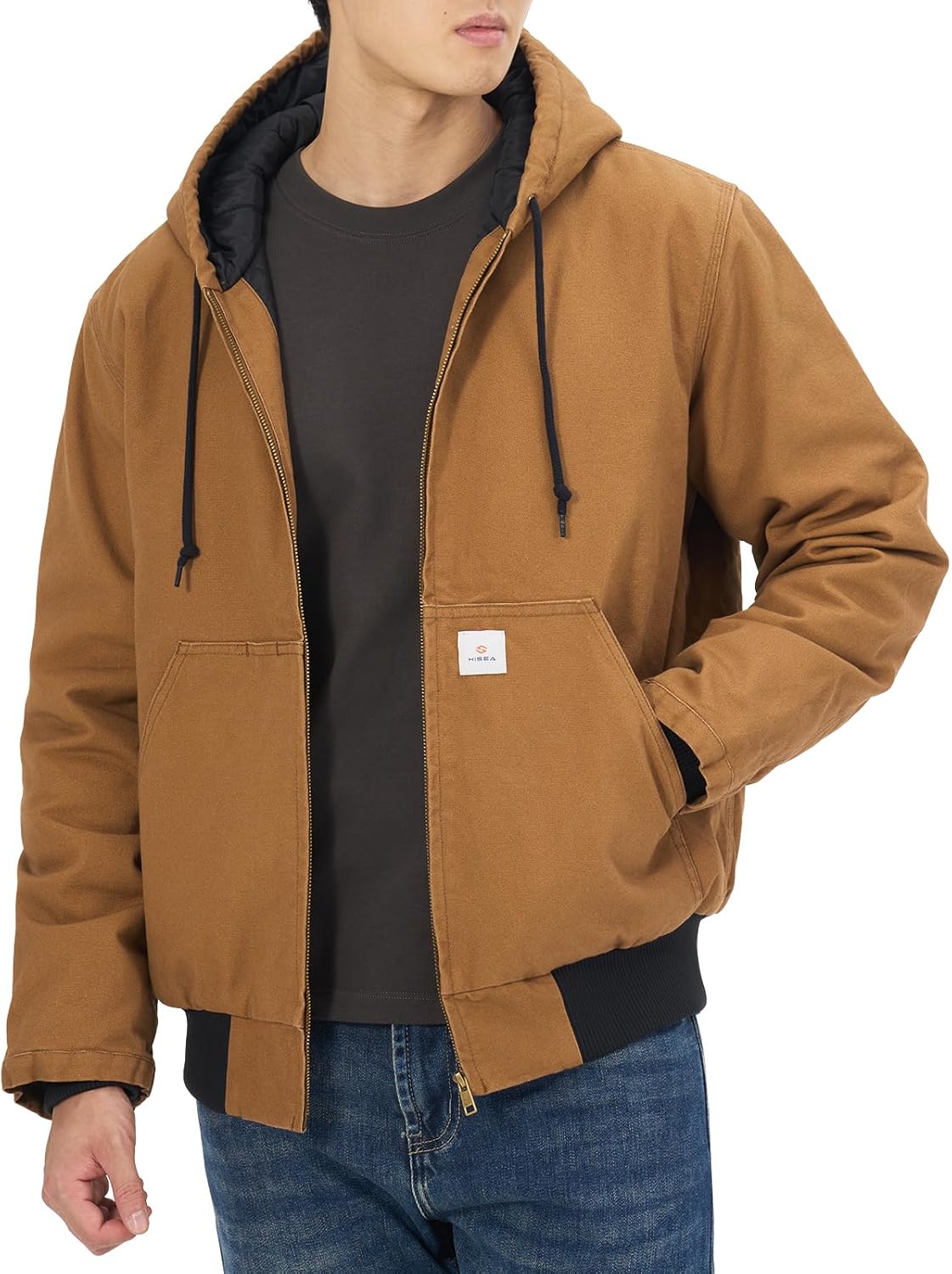HISEA Men's Loose Fit Washed Duck Active Jacket for Winter Wear