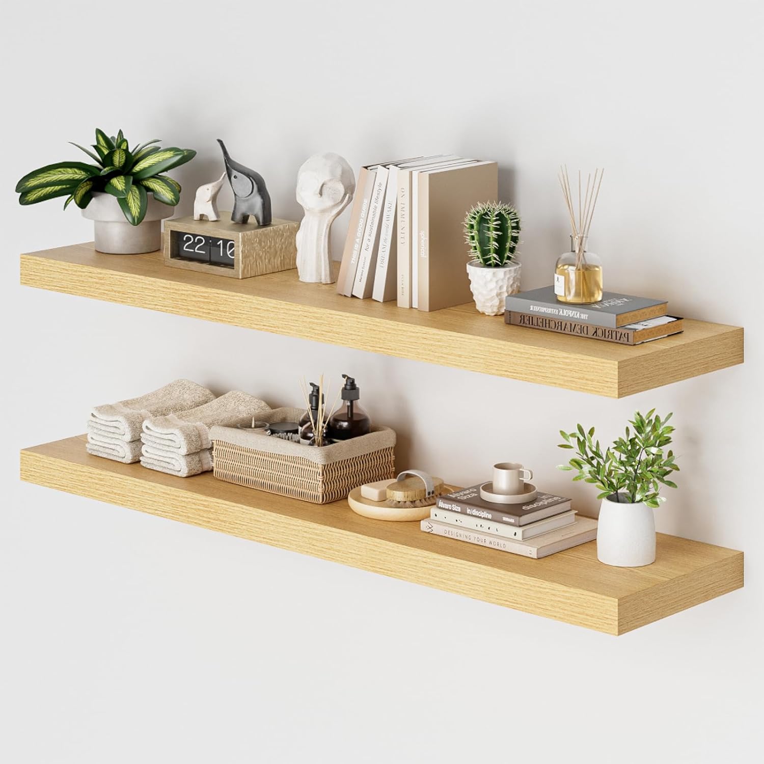 Heimlove 48W x 12D Long Floating Shelf Set of 2 for Home