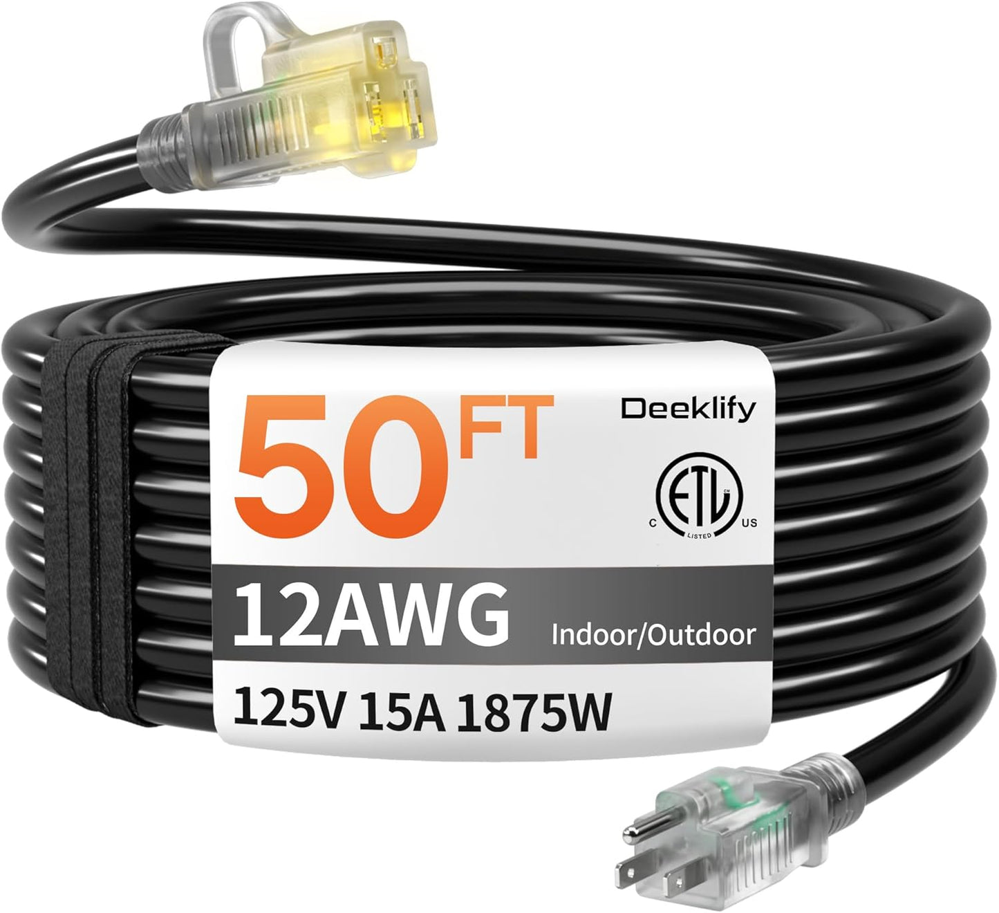 12/3 50 FT Heavy Duty Outdoor Extension Cord for All Needs