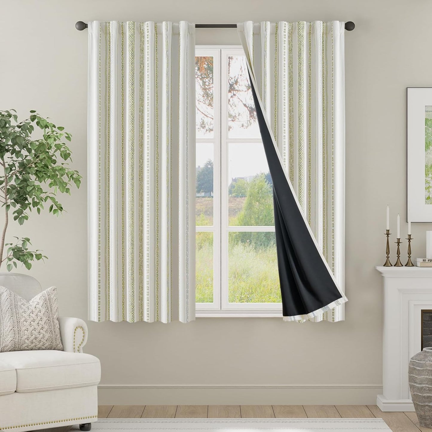 Boho Blackout Curtains 63 Inches Long for Bedroom Decor