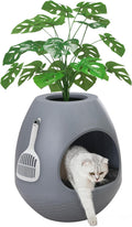 Eggloa6 Hidden Cat Litter Box with Artificial Plants - Decorative Egg