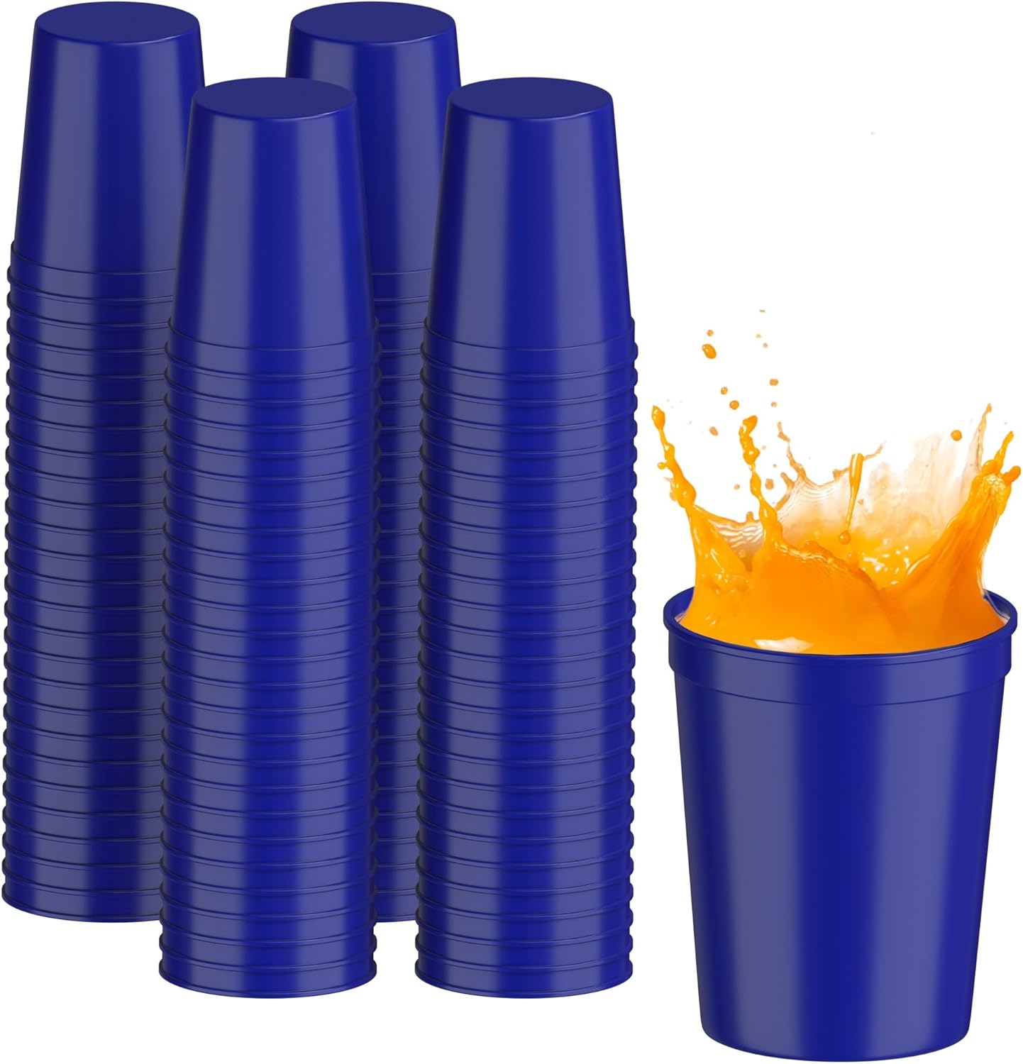 PartyPrints 100 Pack 16 oz Royal Blue Reusable Plastic Cups