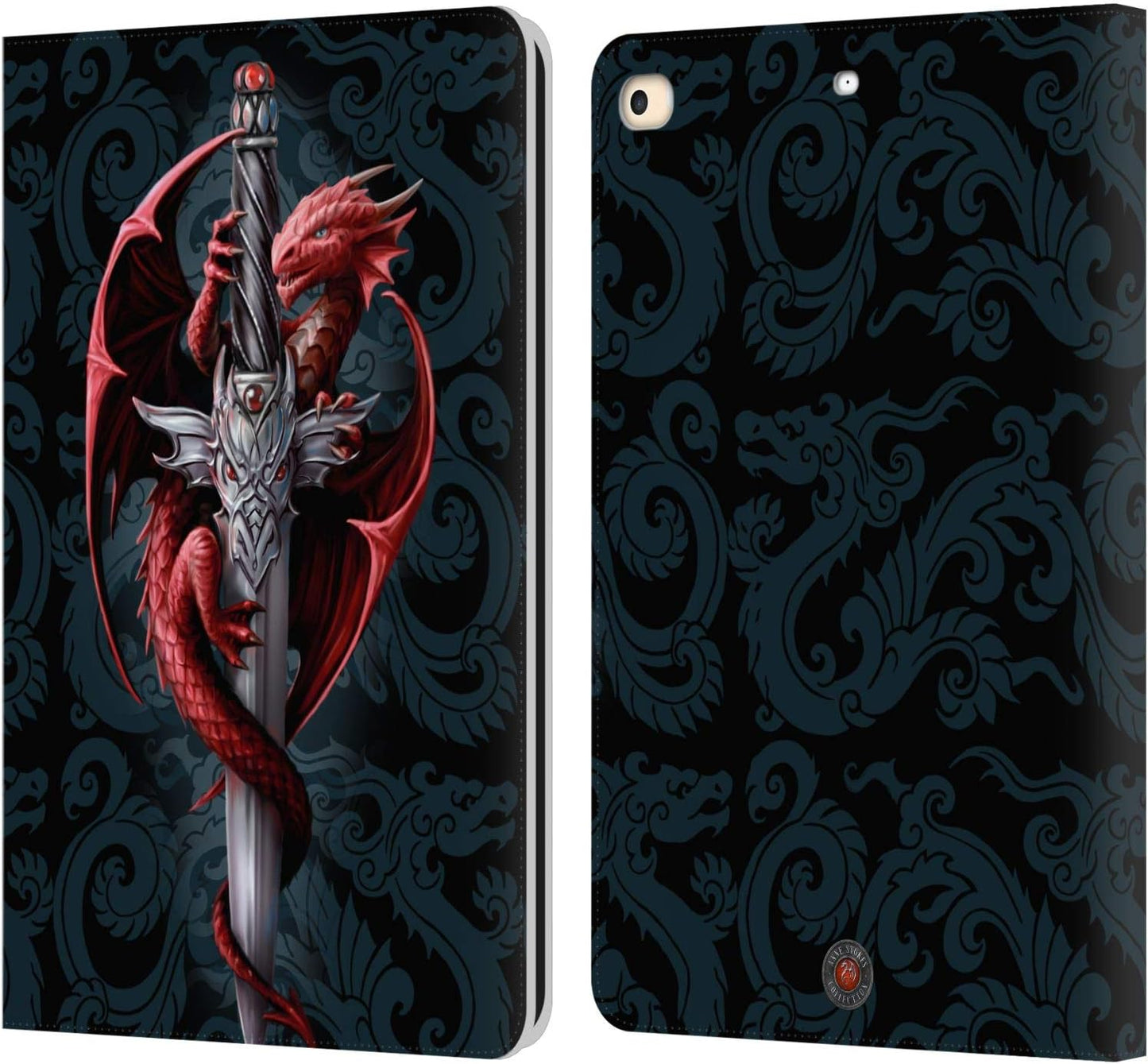 Anne Stokes Dagger Dragons Leather Wallet Case for iPad 9.7