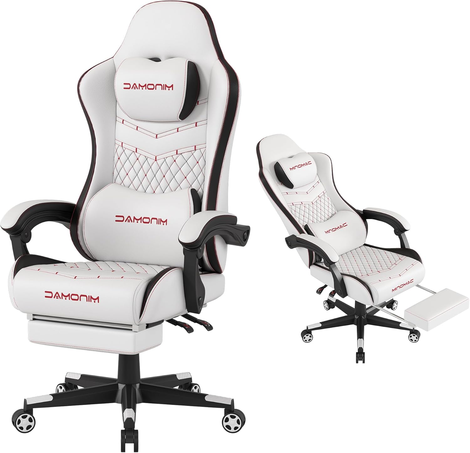 Ergonomic Gaming Chair with Retractable Footrest and Support