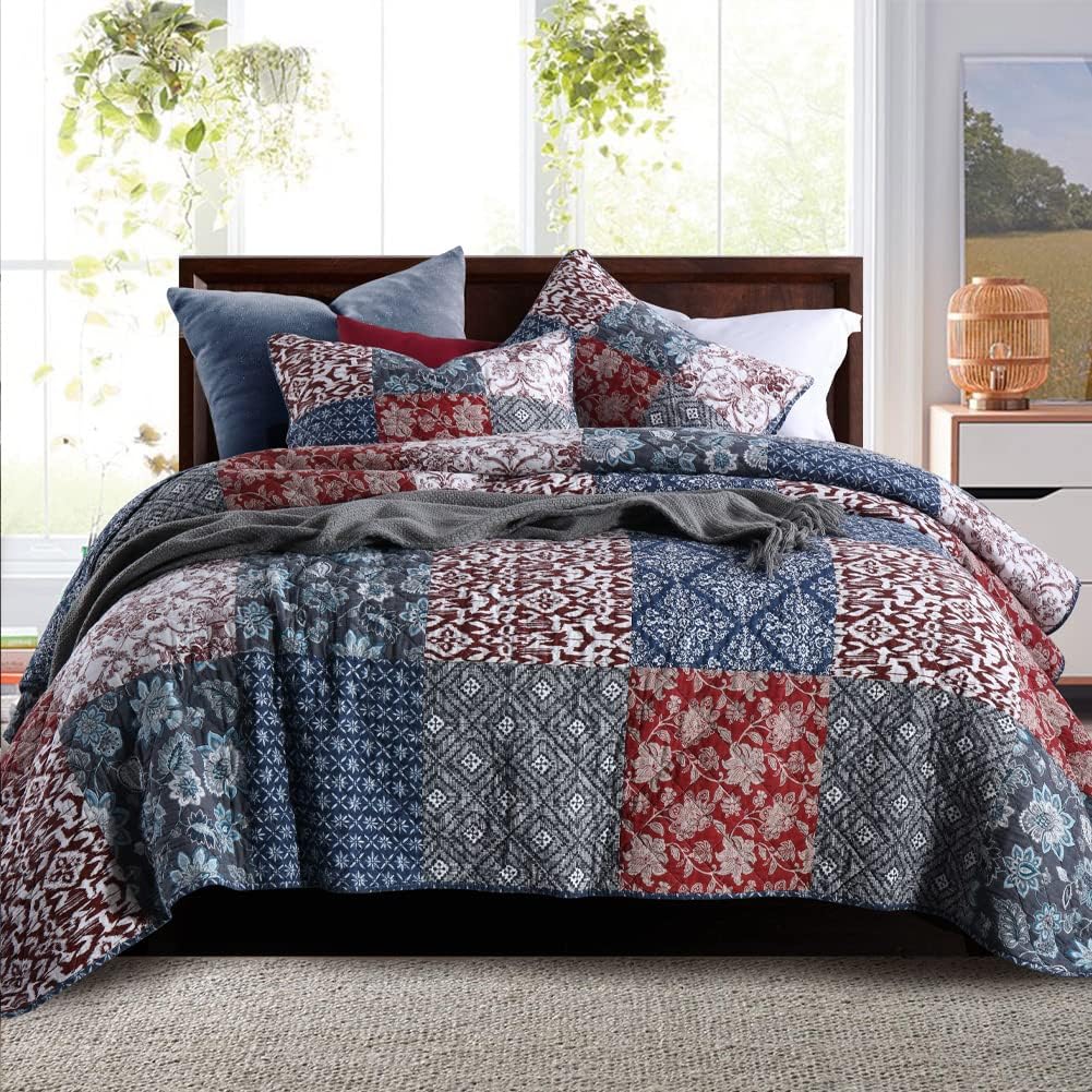 Secgo Queen Comforter Set - 100% Cotton Quilts for Cozy Sleep