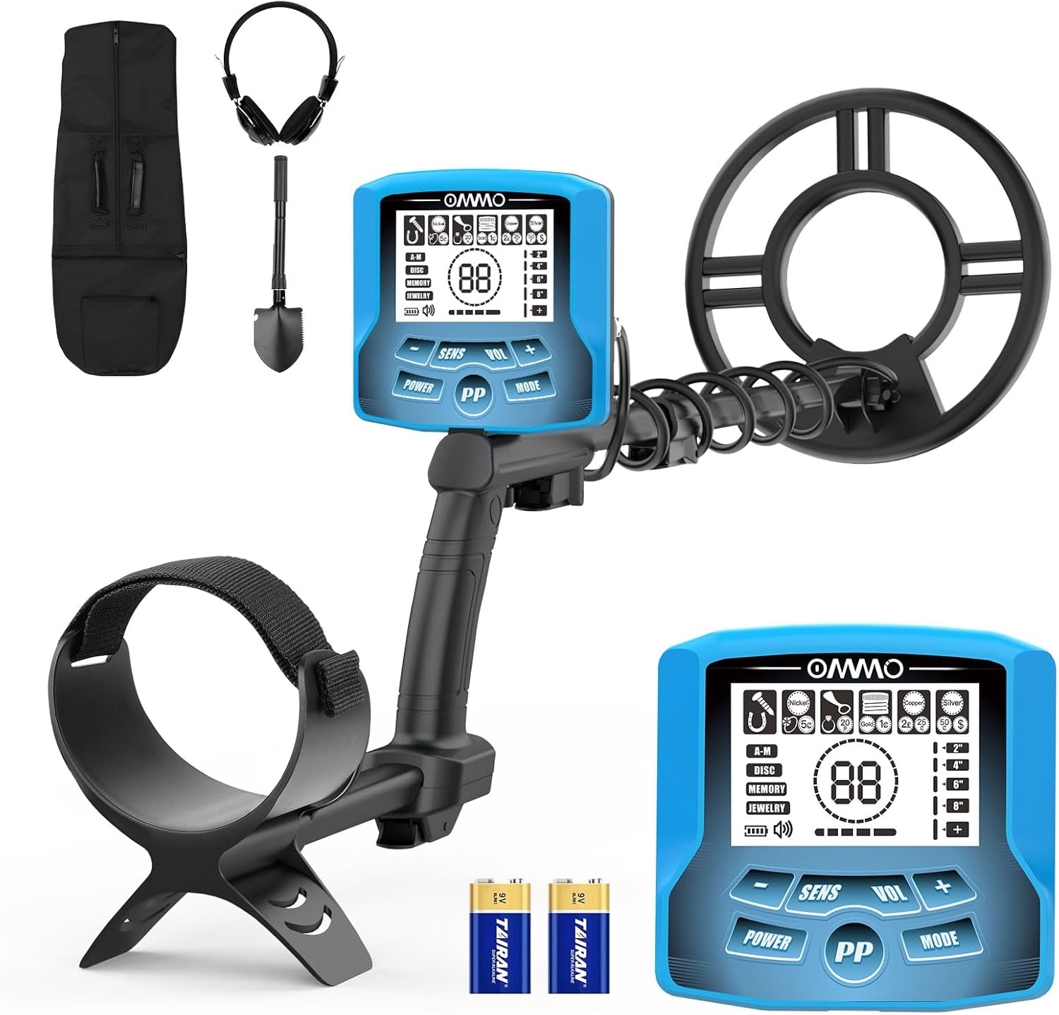 OMMO Metal Detector with Adjustable Stem and 5 Detection Modes