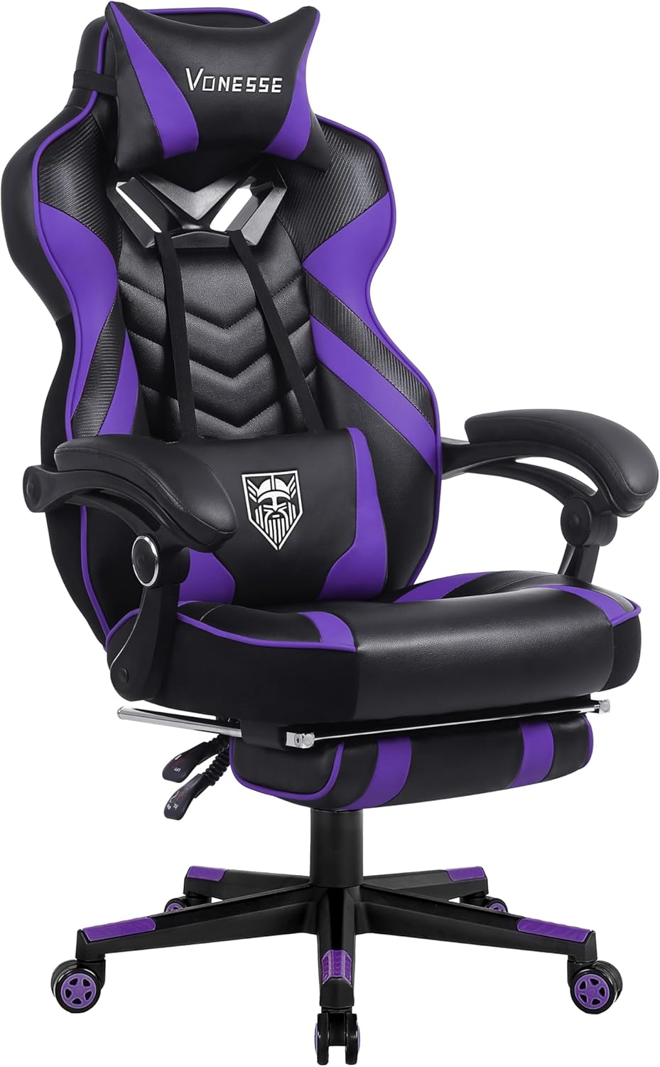 Vonesse Gaming Chair with Footrest and Massage for Comfort