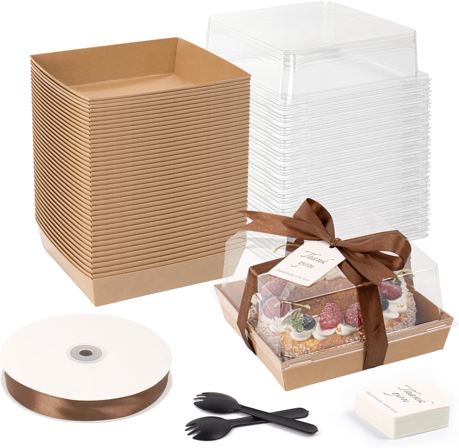 DeziWood 7 x 7 x 4 Inches Paper Cake Boxes with Lids