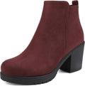 Womens Suede Ankle Boots Chunky Heel Platform - Comfortable