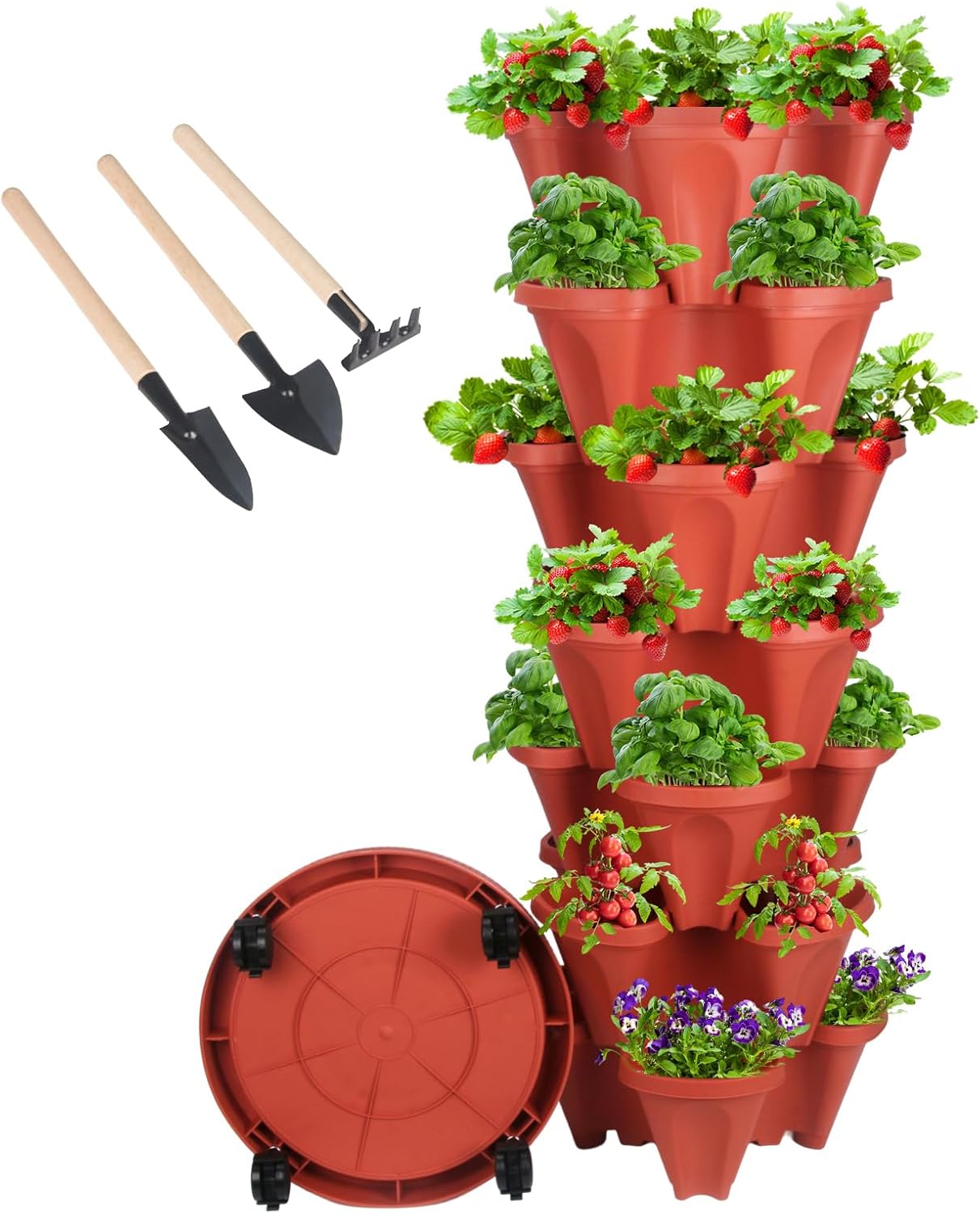 Vertical Planter 7 Tier Stackable Planters for Indoor Outdoor Use