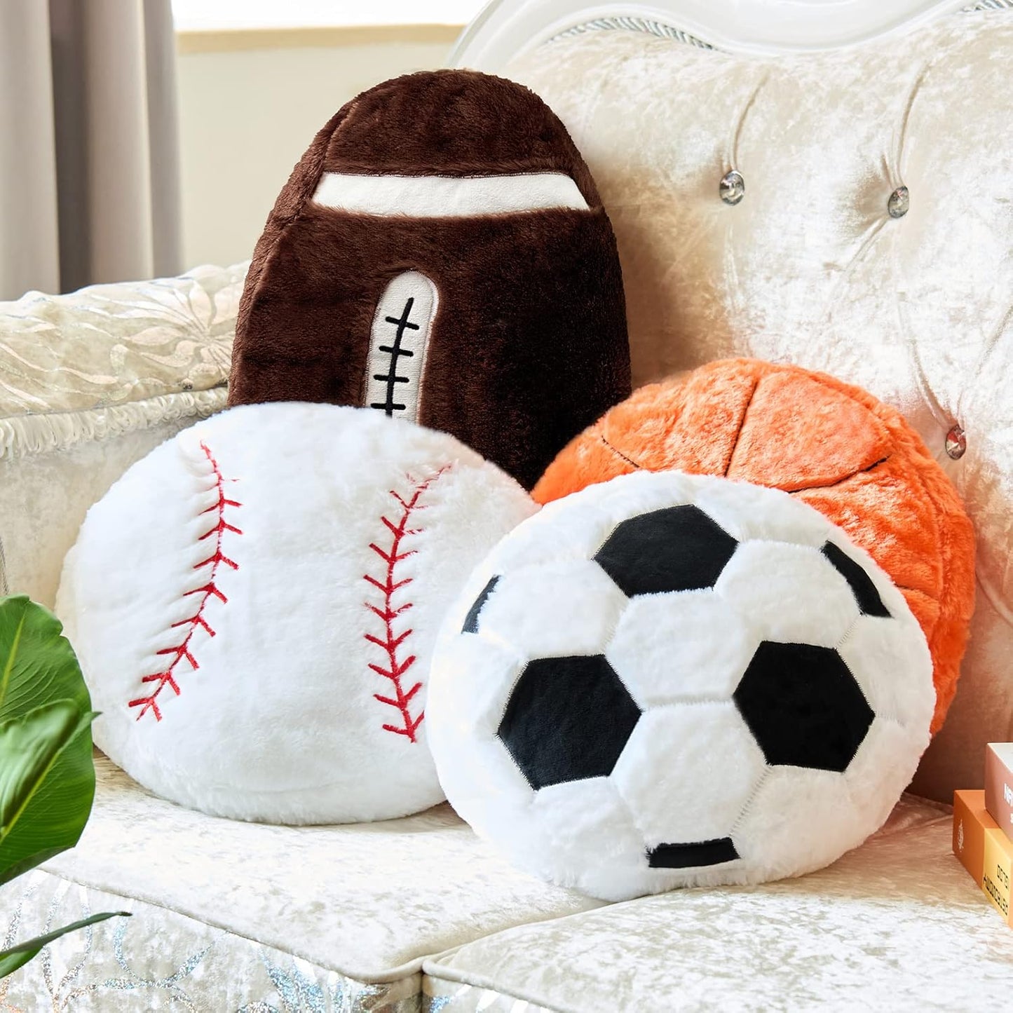 Juexica Sports Throw Pillows - Fluffy Plush Toy Set for Decor