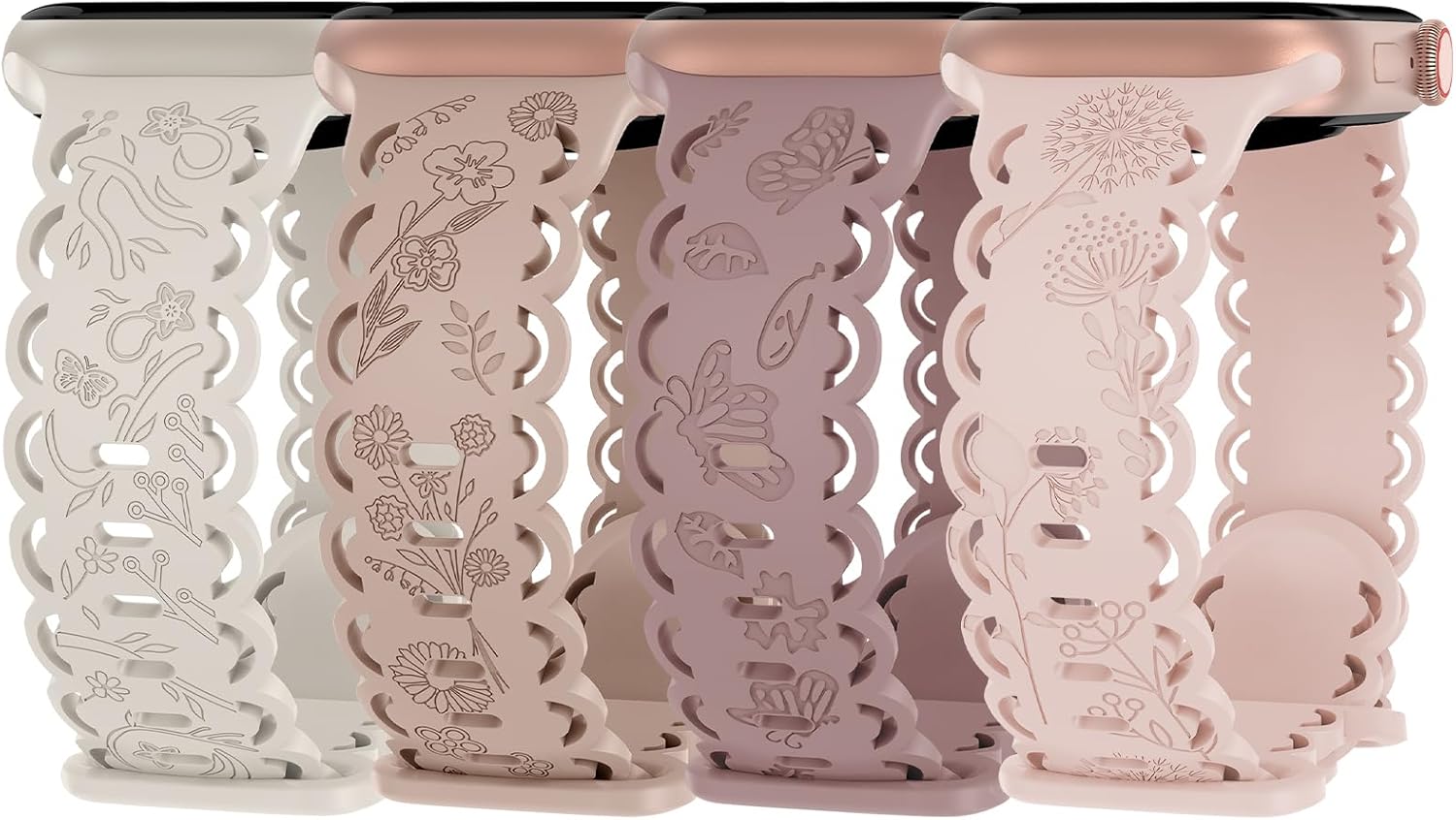 Floral Engraved Silicone Bands for Apple Watch - Slimband