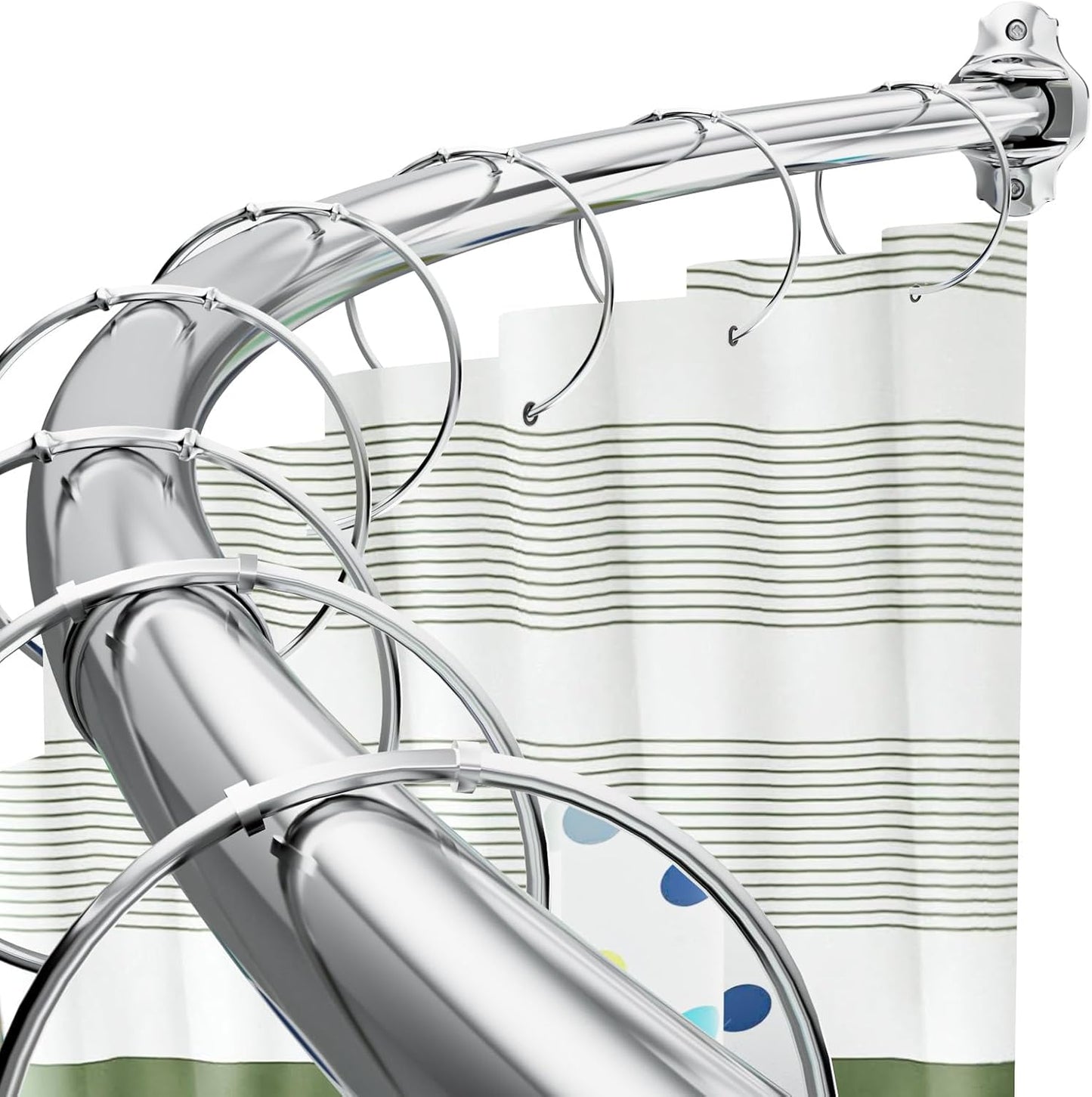 Adjustable Rustproof Curved Shower Rod - Extra-Sturdy!