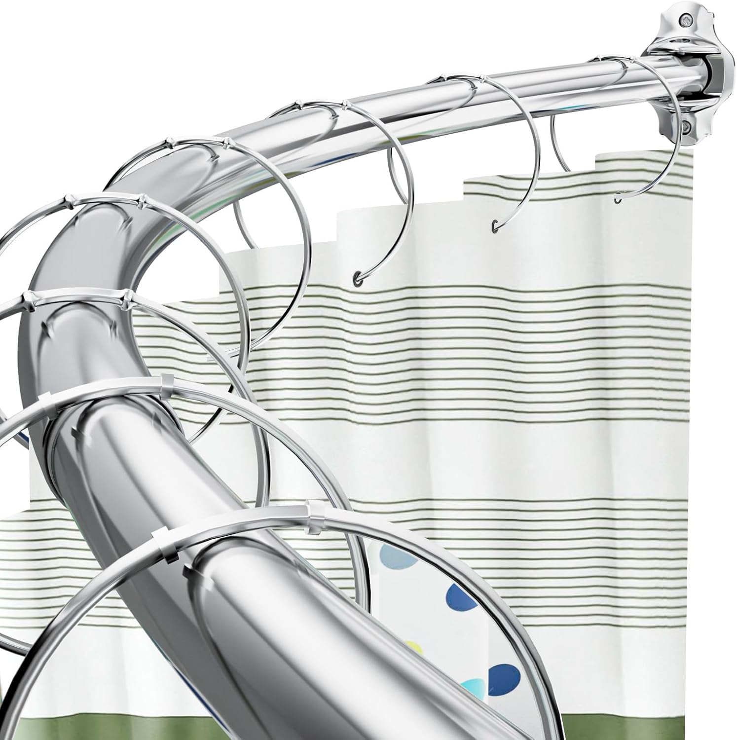 Adjustable Rustproof Curved Shower Rod - Extra-Sturdy!