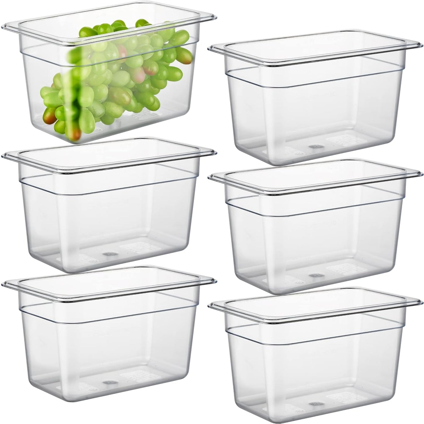 CURTA 6 Pack NSF Food Pans for Safe Food Storage and Serving