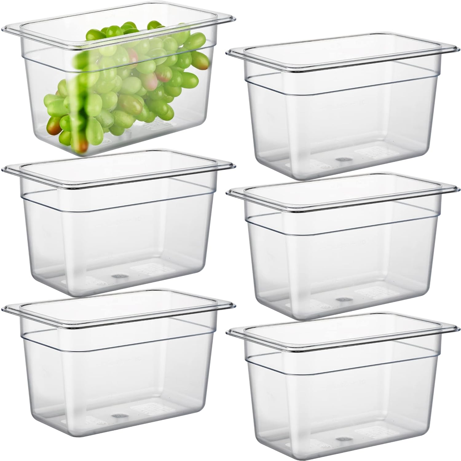 CURTA 6 Pack NSF Food Pans for Safe Food Storage and Serving