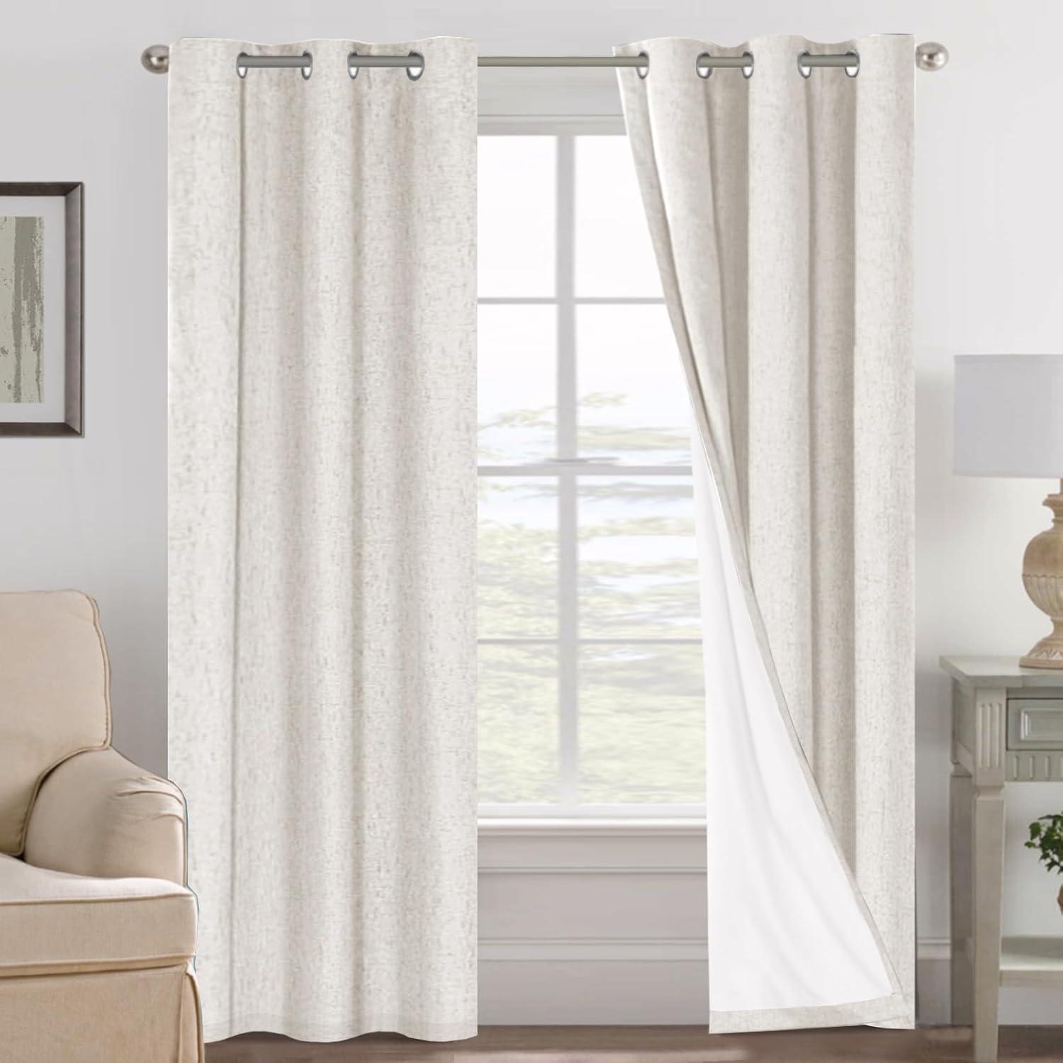 H.VERSAILTEX Ivory Blackout Curtains for Living Room, 42x84in