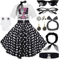 10Pcs Sock Hop Outfits Women 1950s Poodle Skirts Set - Complete Retro