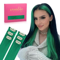 Green Clip-In Hair Extensions Real Human Hair 24 in - Bold Color Pop