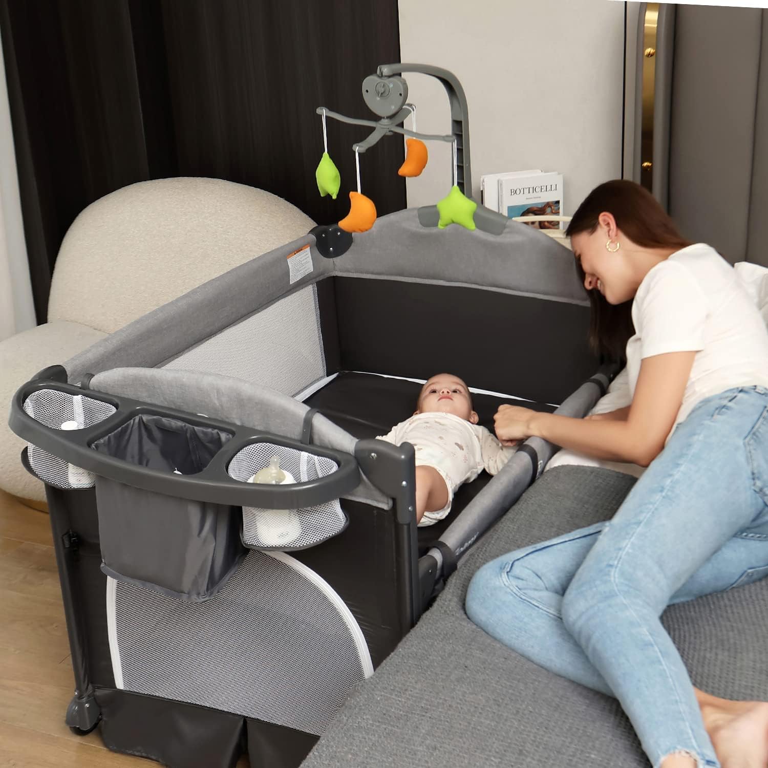 Zdolmy 4-in-1 Baby Bedside Bassinet - Portable & Versatile!