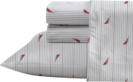 Nautica Queen Sheet Set - Crisp Cotton Percale Bedding Set