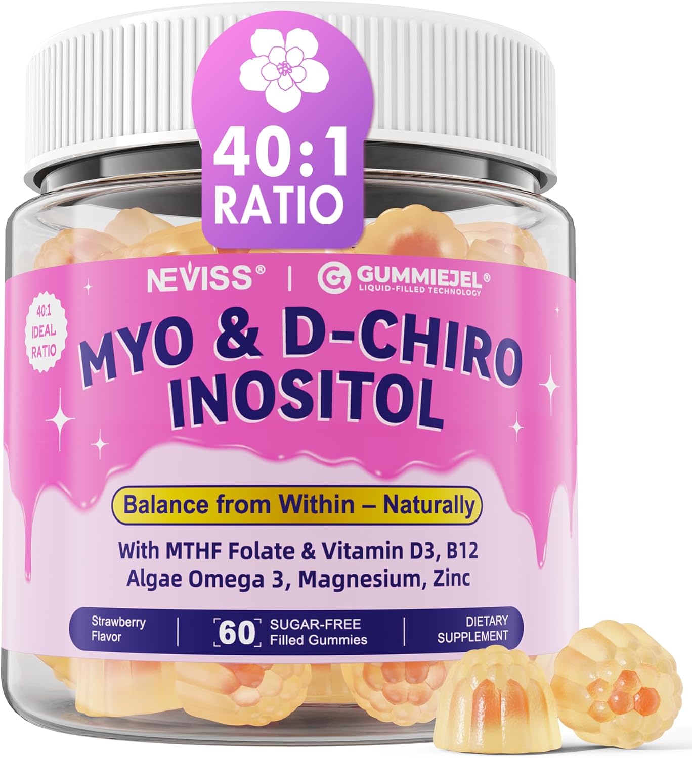 Myo-Inositol & D-Chiro Inositol Gummies for Hormone Balance